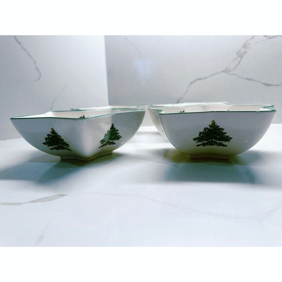 Set 4 Spode Christmas Tree Star Dip Bowl England VTG S3324-A4 2 - Picture 6 of 8